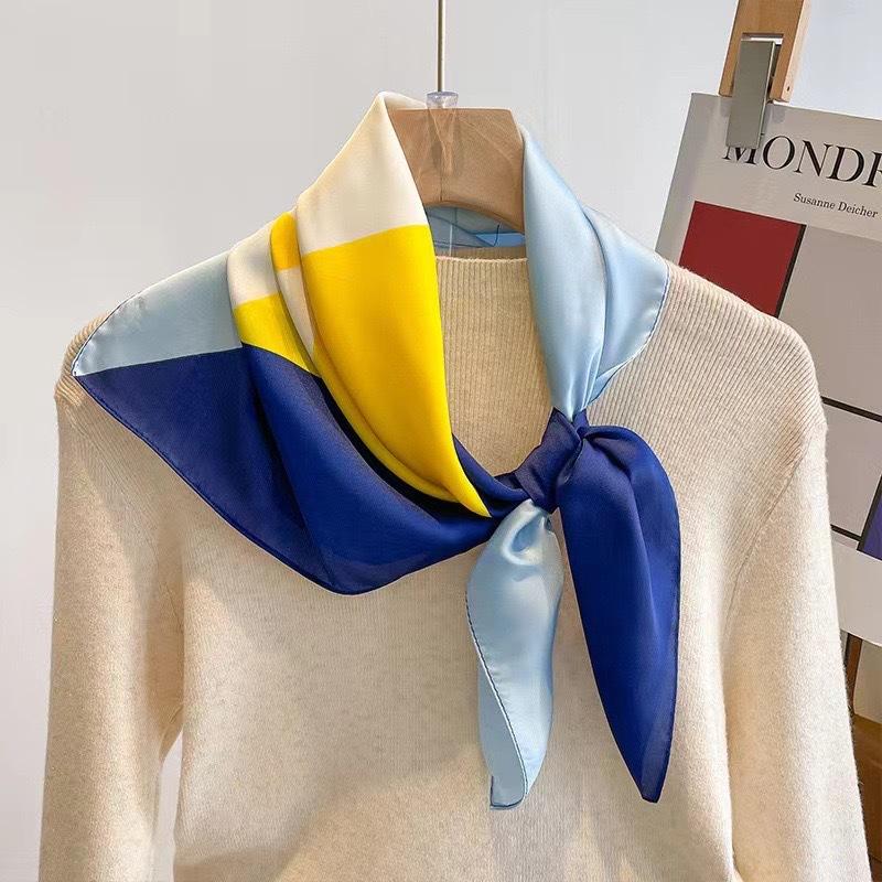 Luxury Satin Print Silk Scarf Square Women Streamer Neck Scarves Wrap Head Kerchief Beach Hair Band For Woman Bandana Summer