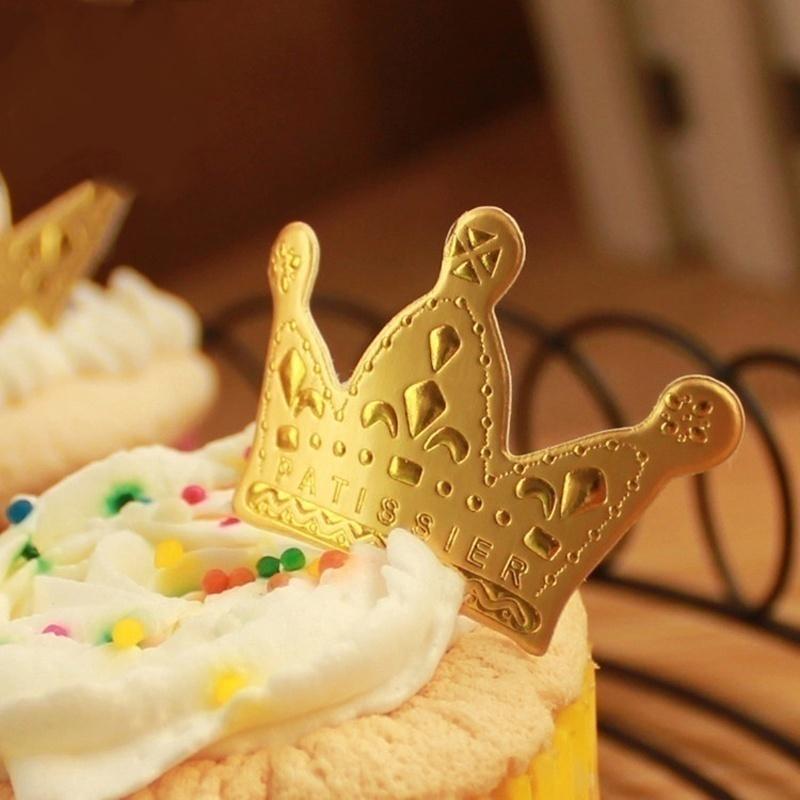 50Pcs/lot Gold Princess Crown Cake Topper Favors Party Cupcake Picks Wedding Birthday Decorations Accessories