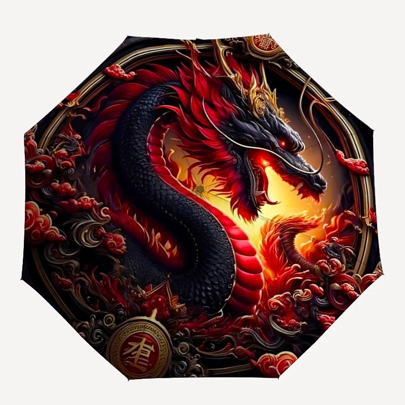 1pc Dragon Symbol Automatic Umbrella - Automatic Opening And Closing, Sturdy Iron Frame, Formal Occasions Yy251018162