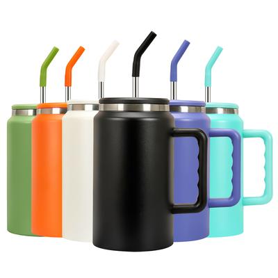 Bottiglia Termos 1500ML Bicchiere in Acciaio Inossidabile Tazza da Caffè Isolata Sottovuoto Con Manico e Cannuccia A Prova di Perdite Tazza da Viaggio per Caffè