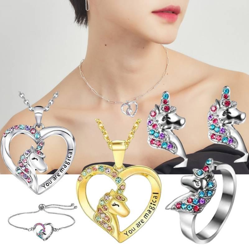 Heart Unicorn Pegasis Shaped Necklace Hollow Out Bracelet Simplicity Fashion