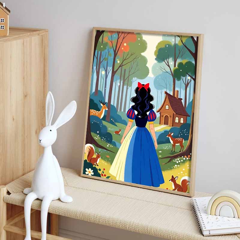 Disney 5D DIY Diamond Painting Snow White Healing Illustration, Embroidered Mosaic Cross Stitch Home Decor Gift Crafts