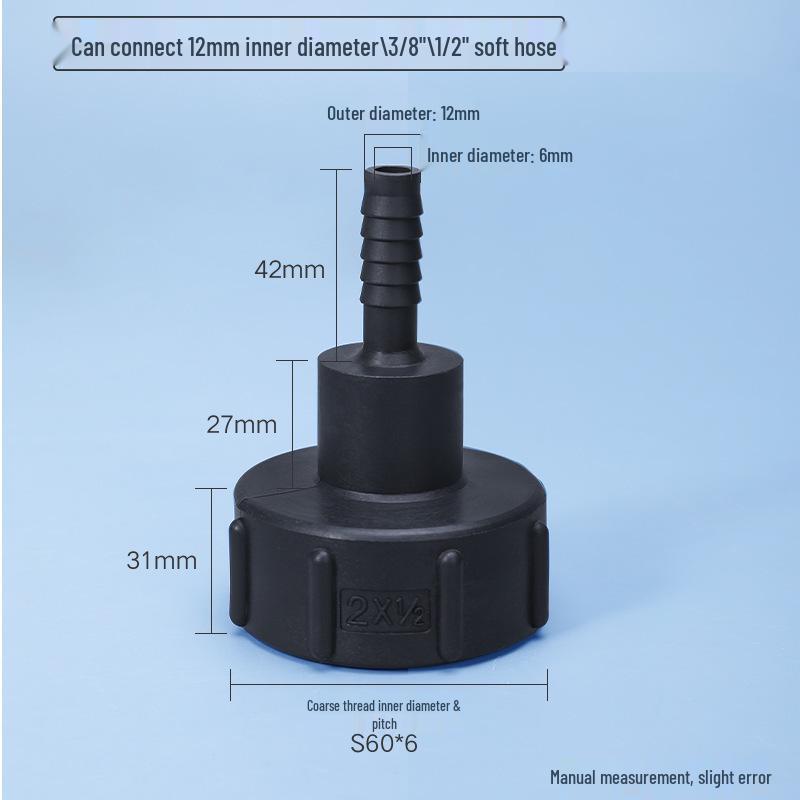 IBC Tank 1" Plastic Connector with 1/2" Hose Adapter for Square Chemical or Urea Barrels