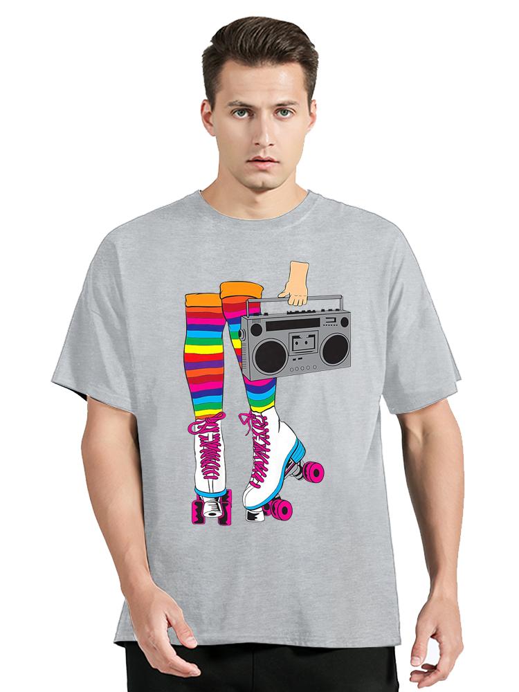 New Gift Retro Rollerskates Funny 80s Roller Disco Skating TShirt Cotton Tshirt Oversized Unisex Tops Tees Fitness T Shirt S