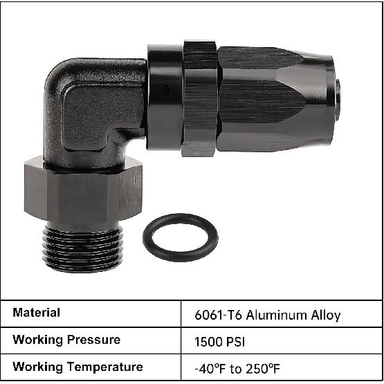 EVIL ENERGY 8AN Hose End to 8AN ORB 90 Degree Fitting Swivel for CPE Braided Hose