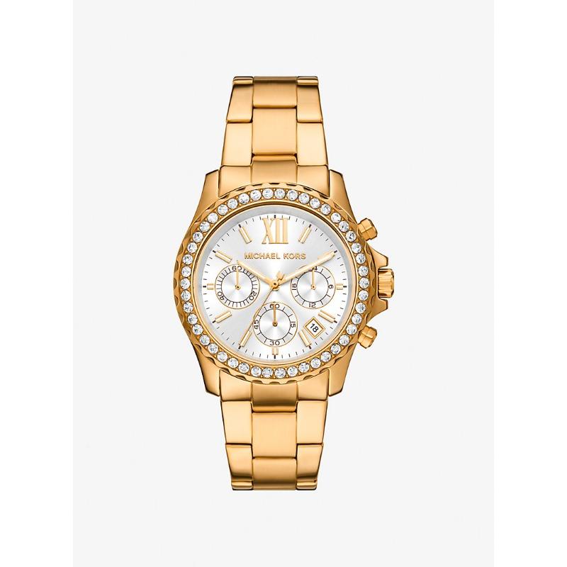 Большие часы Michael Kors Everest с паве, золотистый тон MKO1130 золотой