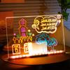 LED Acrylic Dry-Erase Board with 7 Pens Stand Reusable Kids Adults Students Glowing Light-up Clear Acrylic Memo Note Message Writing Board for Office