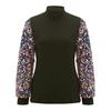 Women Autumn Winter Mock Neck Sequins Patchwork Long Puff Sleeve Blouse Shirt Top