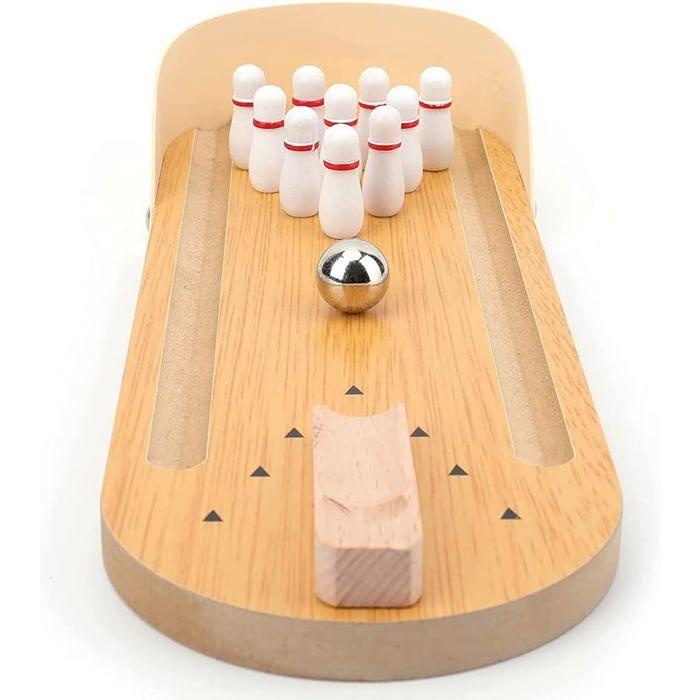 ®RisingFF Mini Bowling Game, Table Bowling Game with 10 Pins and Metal Bowling Ball