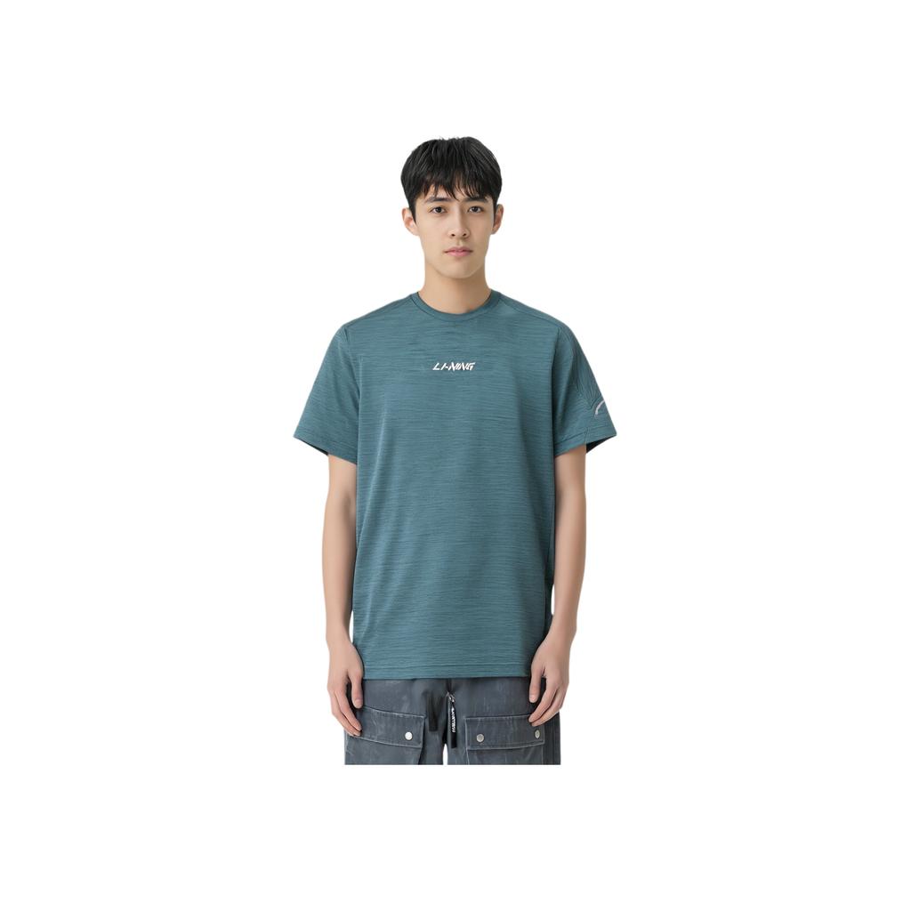 Li Ning Cool Tea T Casual Sports Round Neck Pullover Short Sleeve T-Shirt Men Tops Wild-Duck-Green Flower-Gray ATSU725-1
