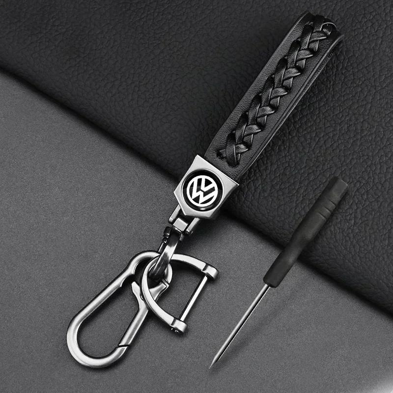 Para Volkswagen VW Llavero de Coche de Metal y Cuero Anillo de Llave Insignia Accesorios Para Volkswagen Golf-5 6 7 MK6 Jetta Lavida Polo Tiguan P