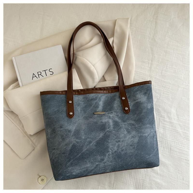 Simple casual portable shoulder bag for women going shopping, large-capacity underarm bag, college student class tote bag