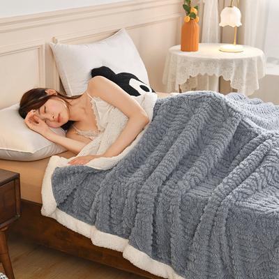 Jacquard Taffeta Cotton Fleece Blanket Double Layer Lambswool Cover Blanket Casual Air Conditioning Blanket