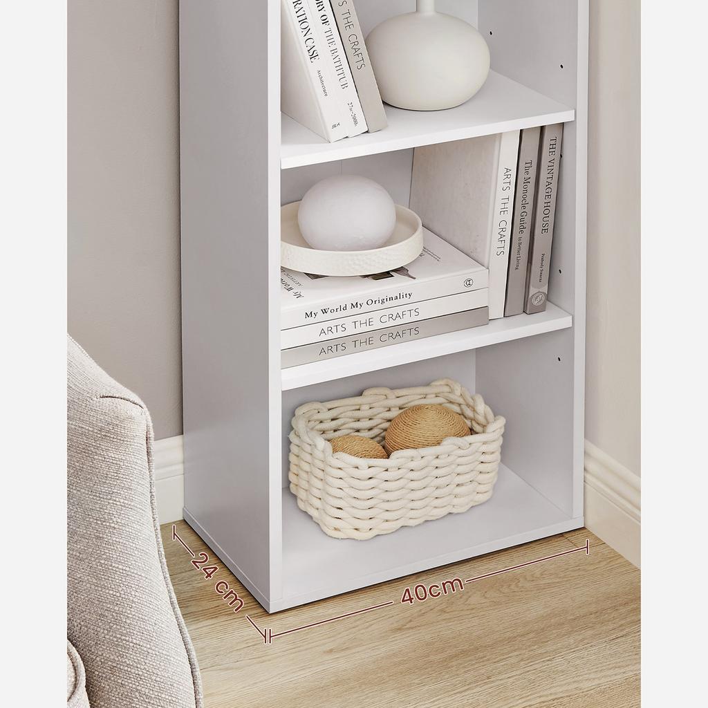 VASAGLE Libreria a 6 Ripiani Stile Scandinavo Scaffale portaoggetti per Soggiorno Ufficio Camera da Letto Studio 40 x 24 x 178,5 cm Bianco
