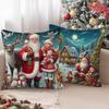 Santa Claus Christmas Pillowcase - Holiday Cushion Cover for Sofa & Lumbar Support