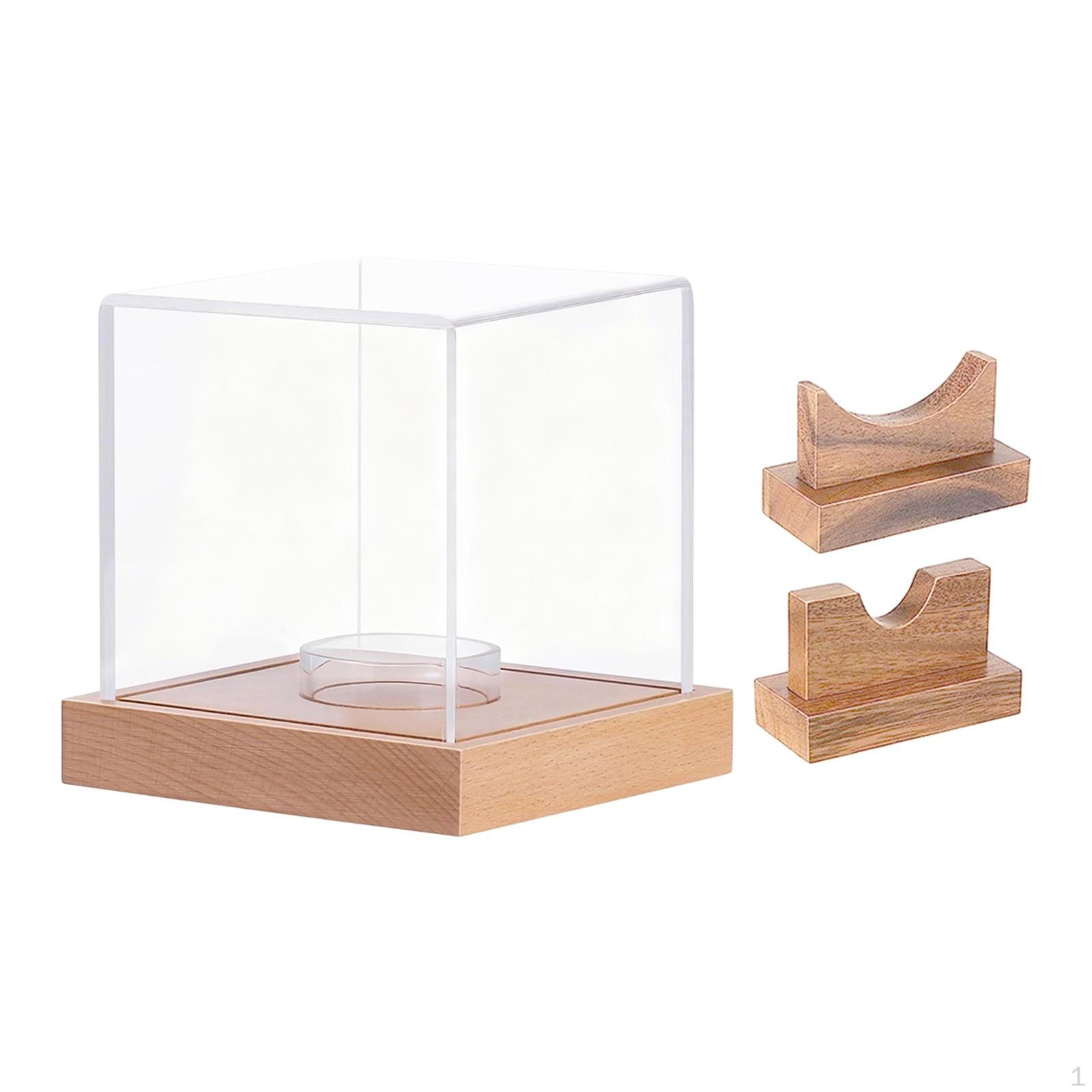 

Acrylic Baseball Display Case Ball Holder Unique Compact Dustproof Rack Storage Box Light Wood