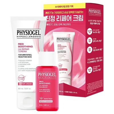 Physiogel Red Soothing AI Repair Cream 100ml + AI Repair Essence 50ml Set, 1 Set, 100 mL / 3.3 Fl. Oz. + 50 mL