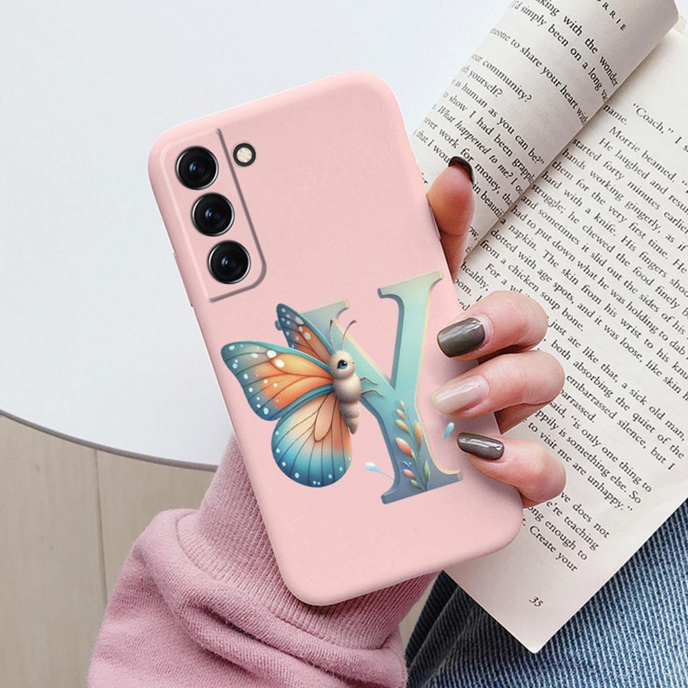 Phone Case Women For Samsung Galaxy S21 FE S22 Plus Girls Bumper Cover Colorful Letter Flower Butterfly Love samsang s22 Ultra