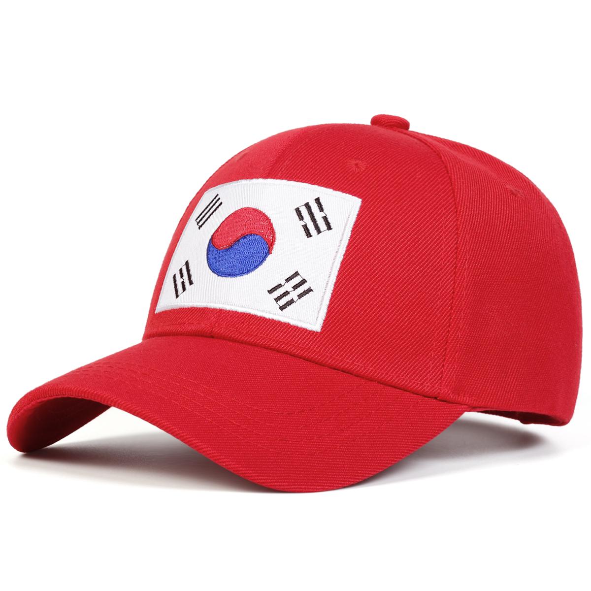 Unisex Koreanische Flagge Stickerei Baseballkappen Frühling Herbst Outdoor Verstellbare Lässige Hüte Sonnenschutzhut red