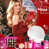Popfeel Christmas Makeup Set Full Kit with Red Holiday Gift Bag Professional Cosmetics Eyeshadow Palette Lipstick Lip Gloss Concealer Gift for Women