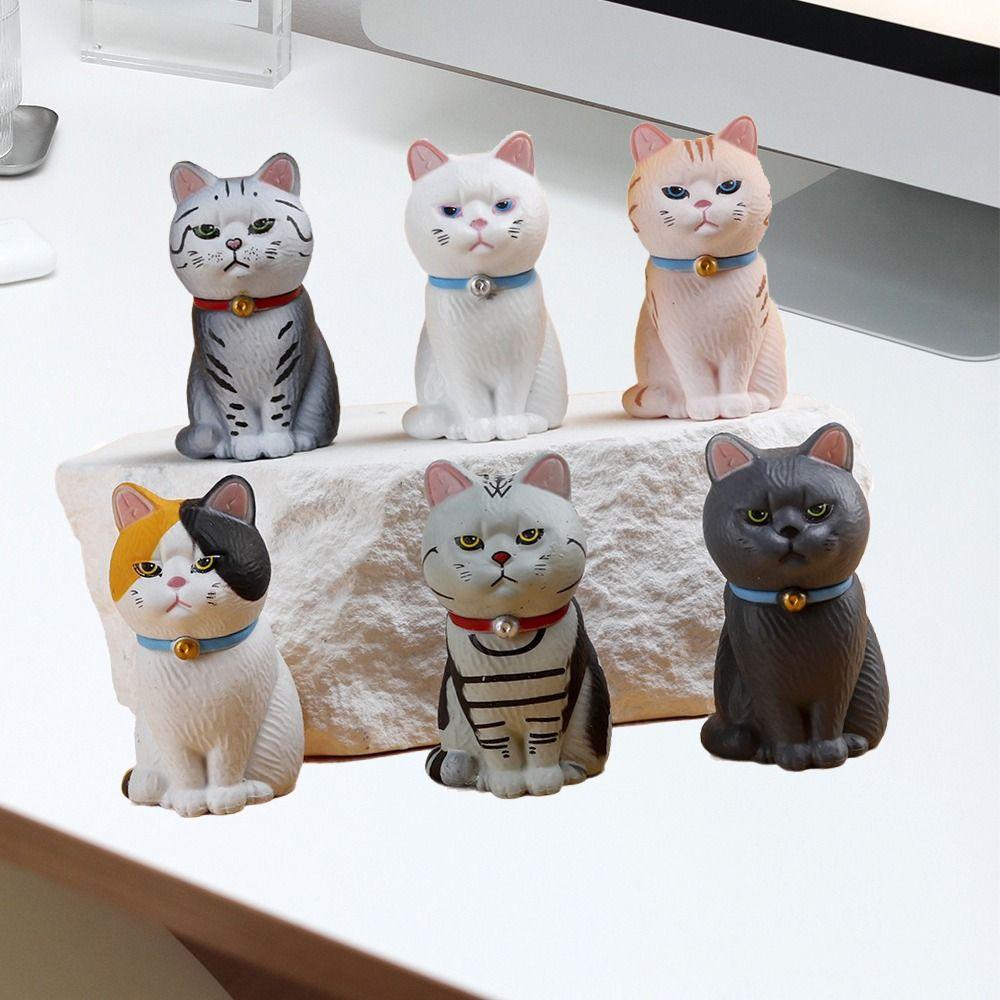 Small Bell Sitting Cat Figure Toy Mini Mini Cat Ornament Simulated Cat Model Doll  Girls Gifts