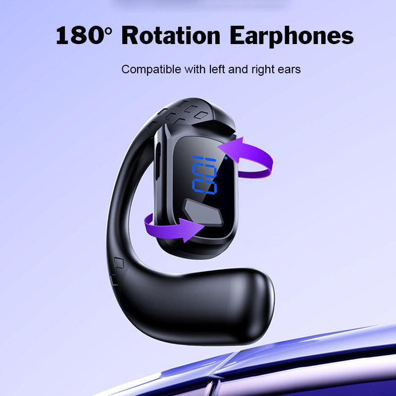 Słuchawka Bluetooth z obrotem 180° OWS Przewodnictwo Powietrzne Muzyka HiFi Z Wyświetlaczem Cyfrowym Zestaw Słuchawkowy Biznesowy na Lewe i Prawe Ucho