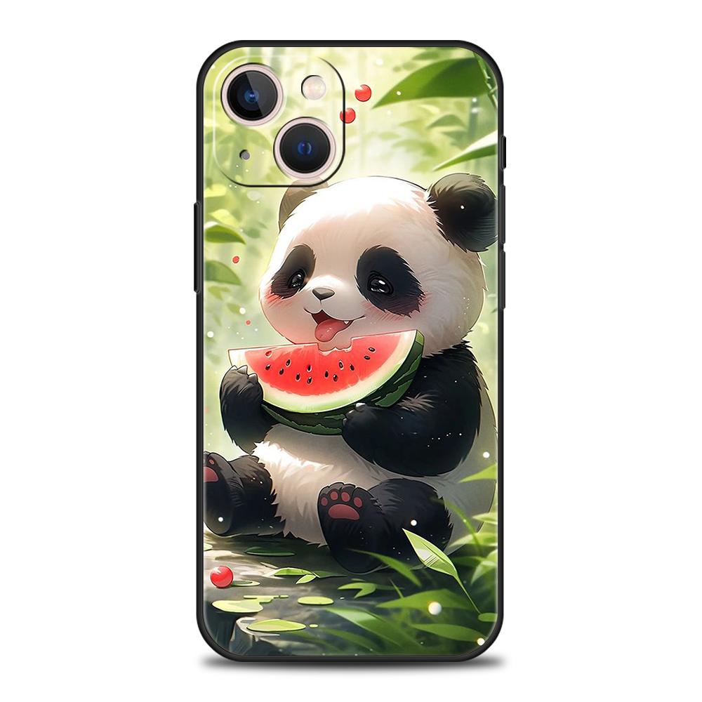 Cartoon Lovely Panda Phone Case for iPhone 16 15 14 13 12 Pro Max 11 Pro Max 7 8 Plus XS XR Shockproof Soft Shell Capas