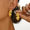 Cross Luxury Heart-Shaped Stainless Steel Light-Sensitive Earrings for Women - Versatile Double Heart Studs