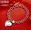 925 Sterling Silver Fashion Gift Double Heart Bracelet Wedding Jewelry