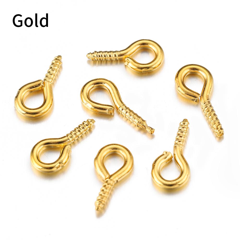 200pcs Small Tiny Mini Eye Pins Eyepins Hooks Eyelets Screw Threaded Clasps Hook for DIY Jewelry Making Findings Wholesale