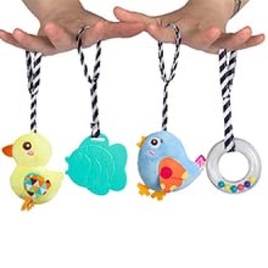 Hanging Rattle Toy for Baby on the Stroller Crib Accessory with for Boys and Girls Go, Toy, Bells, (Yellow)