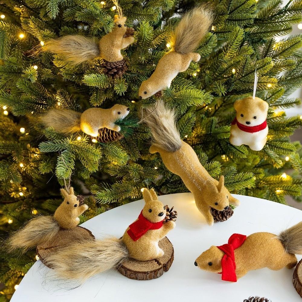 Simulated Craft Christmas Squirrel Ornament Artificial Foam Bear Decoration Xmas Tree