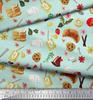 Soimoi Japan Crepe Satin Fabric Fruits,Bread & Donut Food Decor Fabric Printed metre 42 Inch