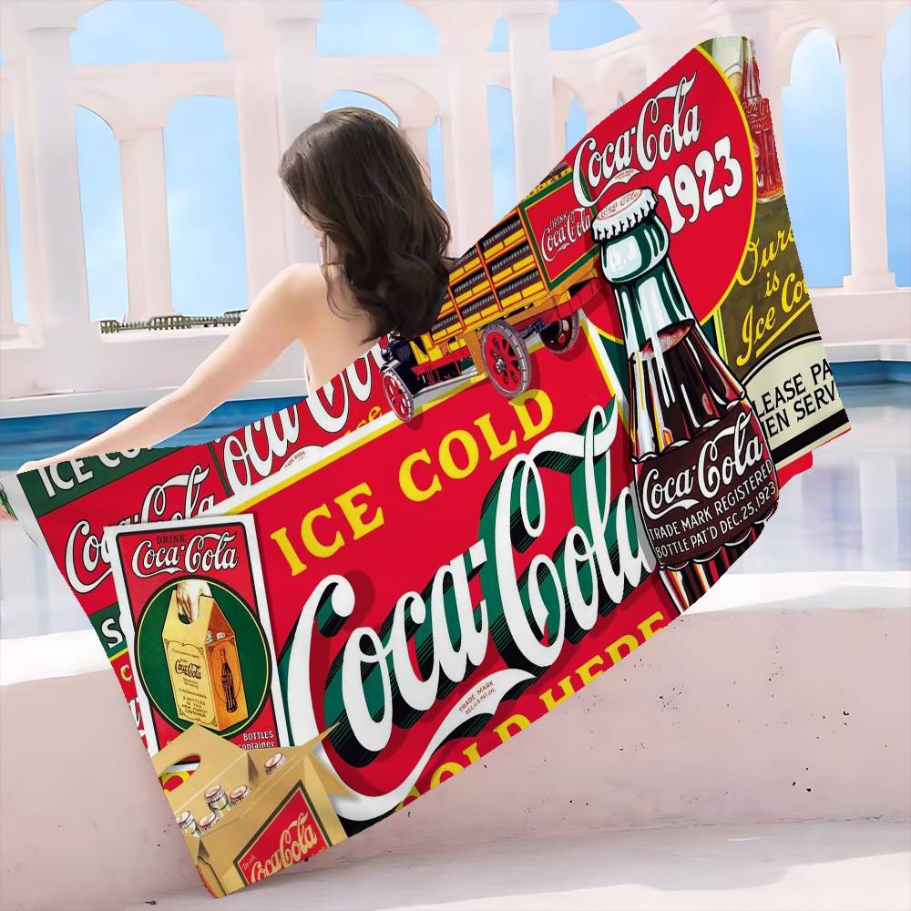 C-Coca-Colas Mikrofaser Bedrucktes Strandtuch Bergsteigen Yoga Strand Schwimmen Laufen Saugfähiges Weiches Handtuch