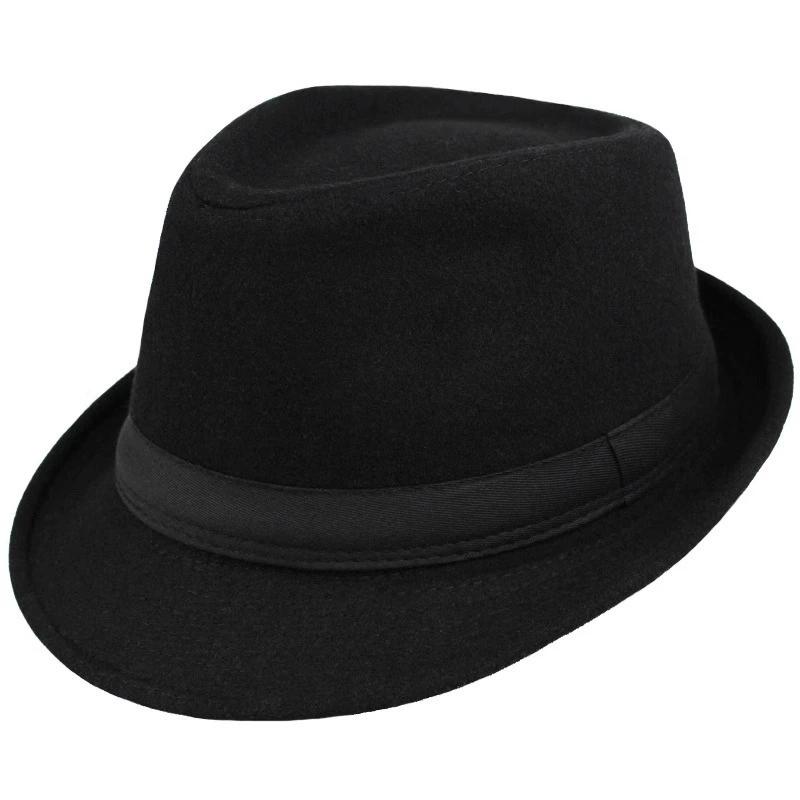 Hat for Men New Autumn Winter Style British Style Men's Jazz Hat Simple Plain Woolen Hat Middle-Aged and Elderly Gentleman's Hat
