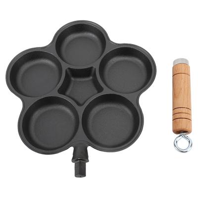 Sartén de Hierro Fundido de 5 Huecos Calentamiento Rápido Fondo Grueso Resistente Sartén para Desayuno para Estufa de Gas