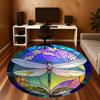 1pc Dragonfly Stained Glass Round Chair mat office Area Rug - Non-Slip, Floor Mat for Office, Bedroom, Ideal home decor gift c0112035