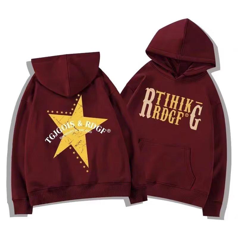 

Мужская толстовка с капюшоном весной и осенью, свободная и модная универсальная куртка с буквенным принтом, мужская толстовка с длинными рукавами, повседневный топ 3XL вино красного