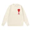 Heavyweight Knit Sweater Women Men Couple Round Neck Long Sleeve Loose Fit Small Heart Detail Street Style Winter Wear