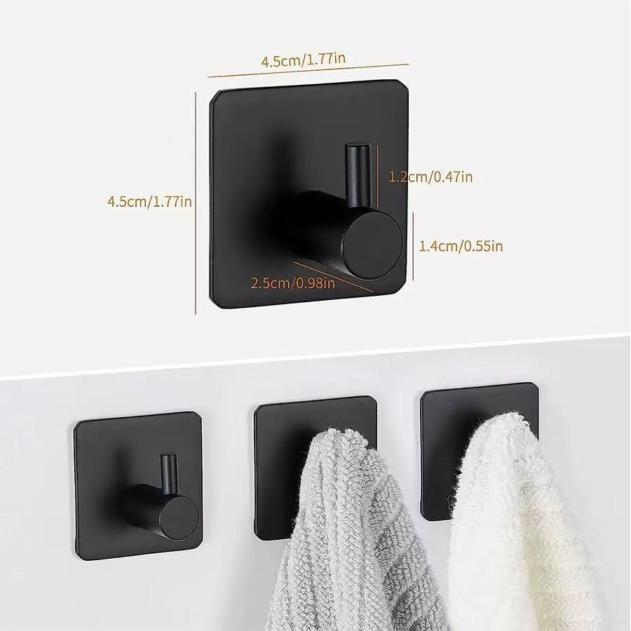 Stainless Steel No-Punch Wall Hook for Door, Clothes, or Hat - Traceless, Strong Adhesive, Single Hook