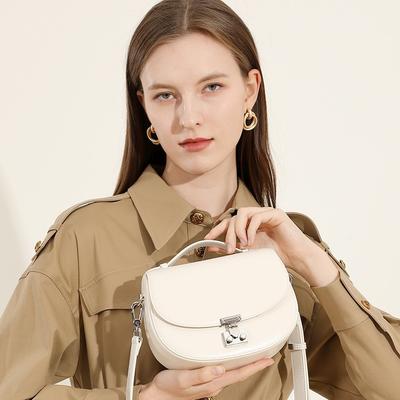 Versatile Textured Small Bag, New Wide Shoulder Strap, Single Shoulder Messenger Bag, Genuine Leather.