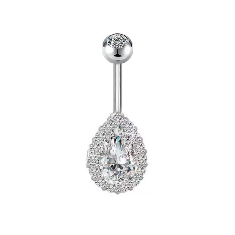 Rhinestone Zircon Navel Ring Stainless Steel Body Piercing Jewelry Fashion Belly Button Ring  Gift