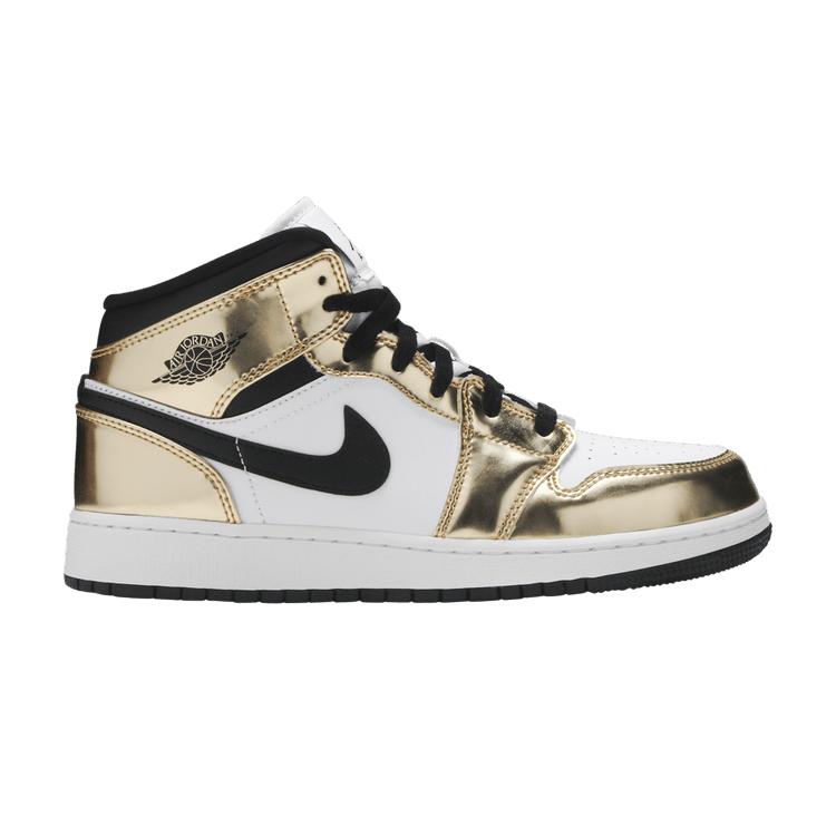 Jordan 1 Mid Metallic Gold Black White (GS) 36