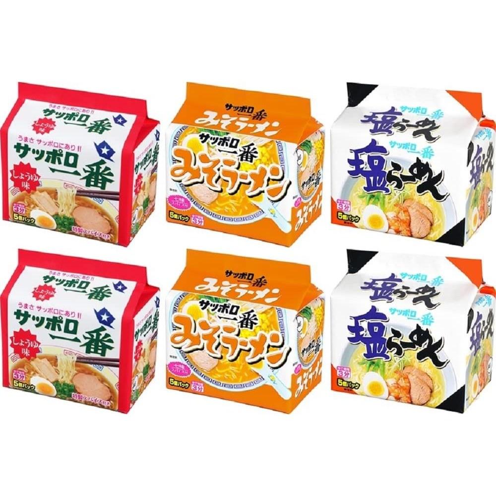 Sapporo Ichiban Bag Ramen 5 servings P 3 types 2 (Soy Sauce Flavor packsMiso packsSalt packs)