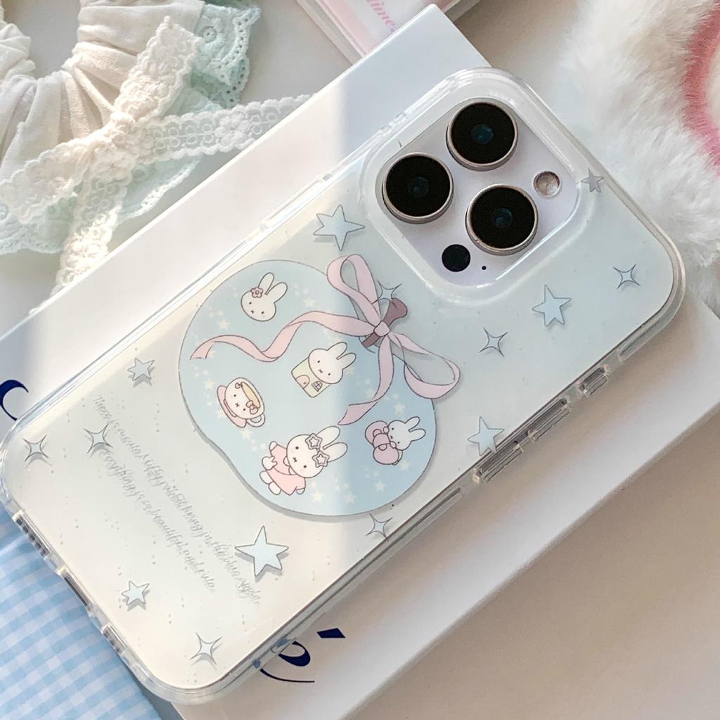 Blue Star for Apple Miffy Rabbit Chain for Apple 17promax Phone Case for IPhone 15pro/14 Female