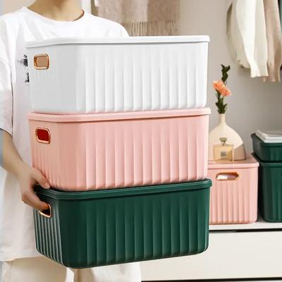 Sundries Storage Boxes with Lid Light Luxury Snacks Toys Storage Basket Household Wardrobe Organizer Clothes Nordic  Solid Color
