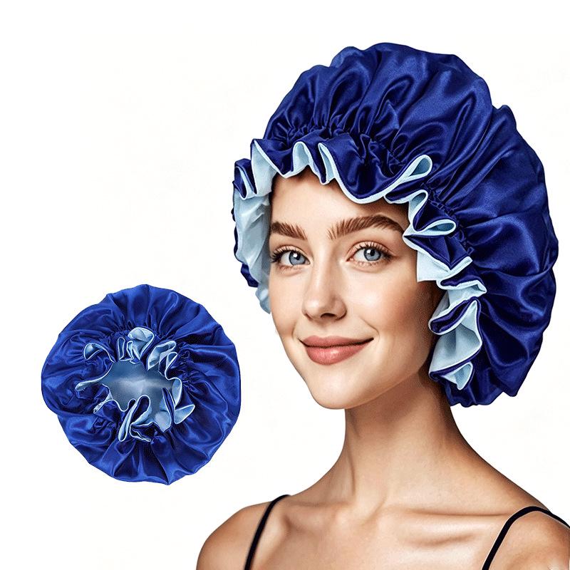 Double-layer Satin Lace Nightcap - Silk Imitation Hair Protection Cap
