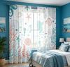 2PCS Digital Printed Sheer Curtain, Summer Ocean Sea Theme, Coastal Beach Nautical Vacation for Living Room Bedroom Home Decor