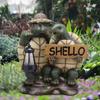 Statue Front Door Patio Turtle Lantern Greetings Sculpture Backyard Arts Miniature for Indoor