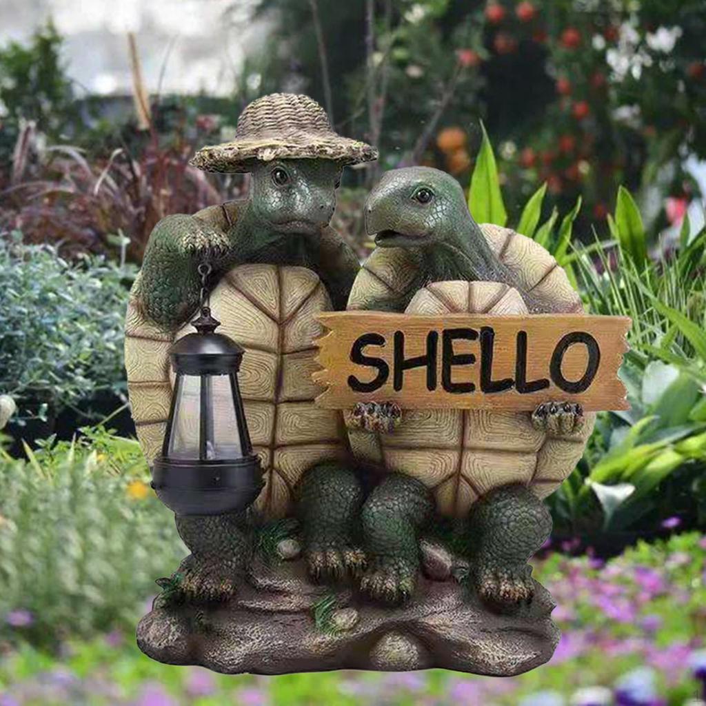 Statue Front Door Patio Turtle Lantern Greetings Sculpture Backyard Arts Miniature for Indoor
